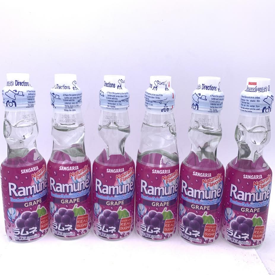 Sangaria Ramune - Grape Flavor 200mlx6bottle三佳丽弹珠汽水葡萄口味