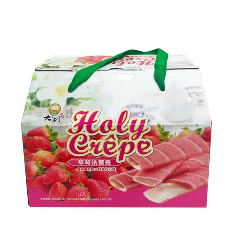 Da Hu Crispy Crepe Strawberry & Chocolate Flavor 360g/(8pack)大湖農會草莓法蕾卷