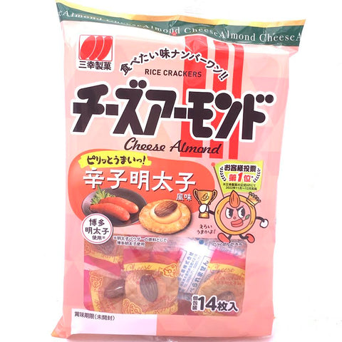 SankoSeika Cheese Almond Spicy Cod Roe Flavor Rice Crackers 14pcs