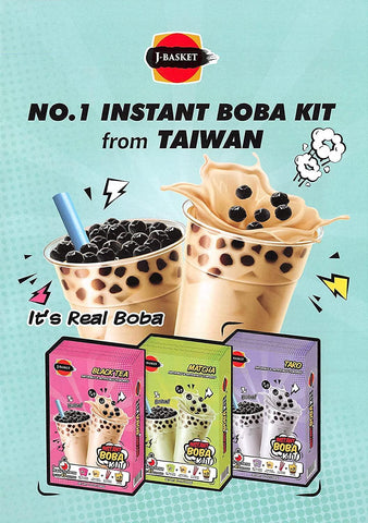 J-Basket Instant Boba Bubble Pearl Milk Tea Kit Variety (Taro, Black Tea, Matcha), 9 Total Servings
