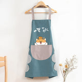 Kitchen Aprons 北歐歐慕圍裙廚房防水防油廚神擦手款水藍色