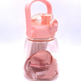 Kawaii Water Bottle With Straw Leakproof Jug With Portable Strap -Pink 網紅兒童大肚杯