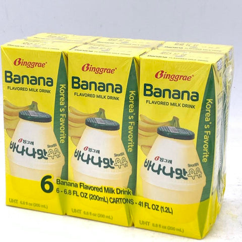 Binggrae Banana Flavored Milk Drink 6.8ozX6pack香蕉牛奶保久调味乳