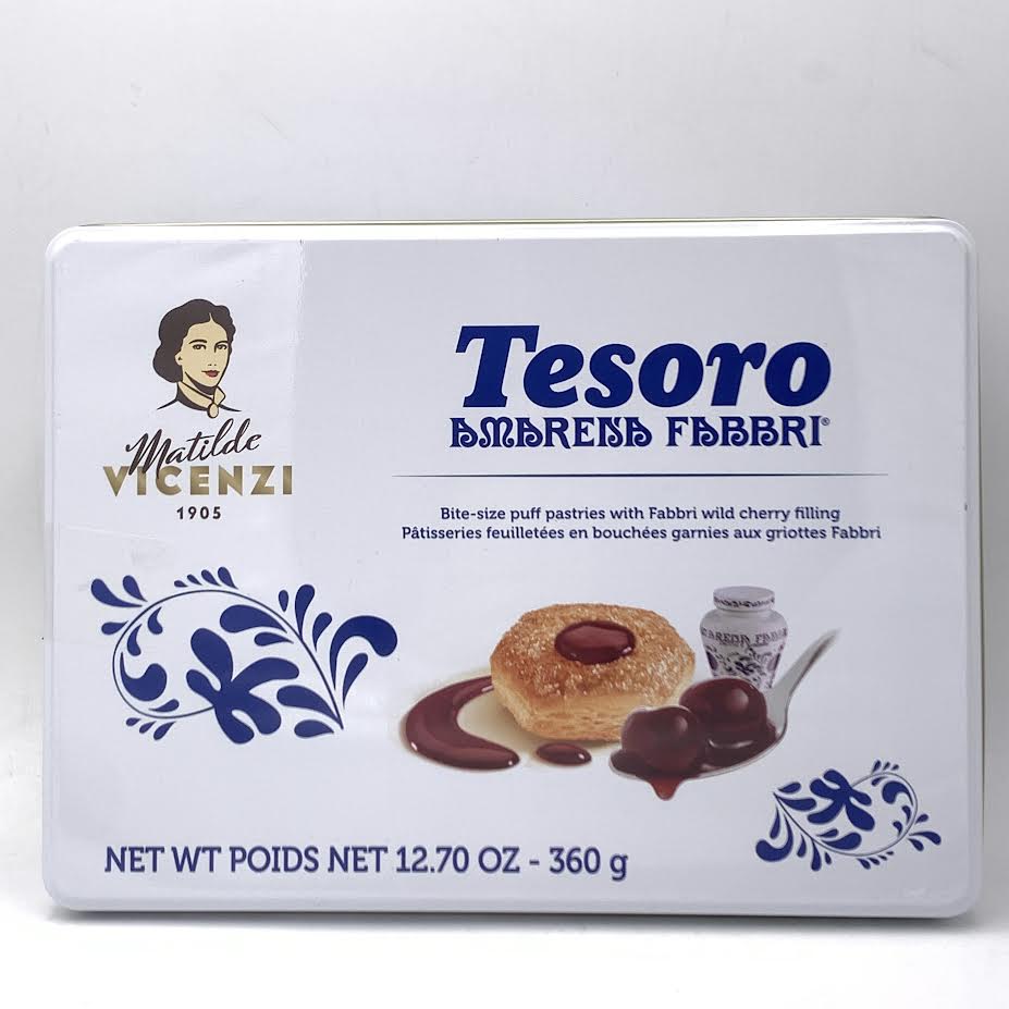 Matilde Vicenzi Tesoro Cherry Cream Filled Puff Pastry, Kosher Dairy, Made in Italy, 12.7oz (360g)