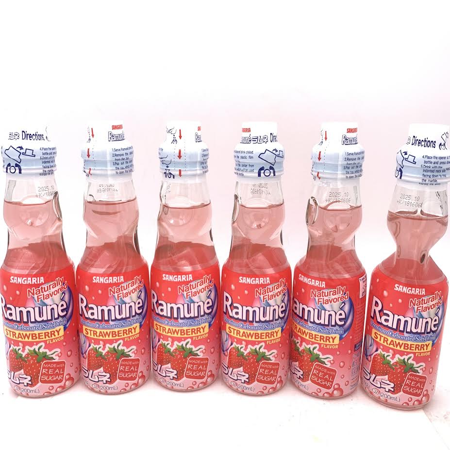 Sangaria Ramune - Strawberry Flavor 200mlx6bottle三佳麗 彈珠汽水 草莓口味
