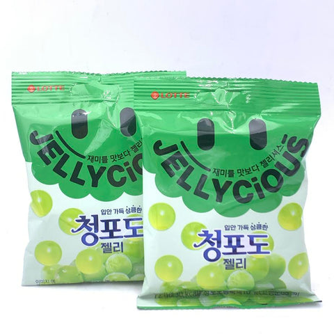 Lotte Korea Jellycious Gummy Fruit Jelly - Green Grape Flavor 72gx2bags