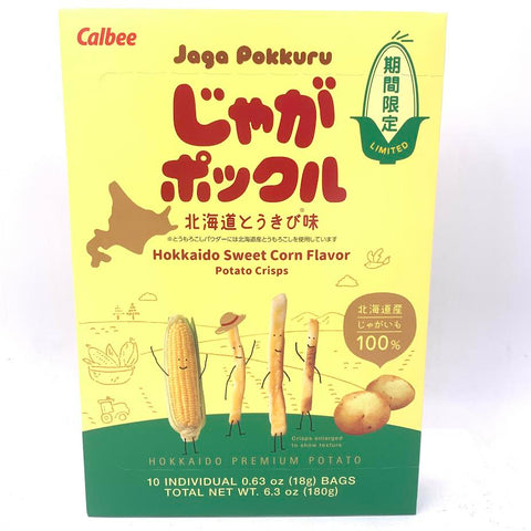 Calbee Jaga Pokkuru Hokkaido Sweet Corn Flavor Potato Crisps 6.3oz/180g(10bags)