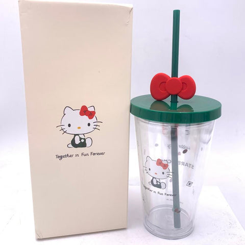 Hello Kitty & Starbucks Red Ribbon Straw Cold Cup 16oz/473ml限量款星巴克水杯
