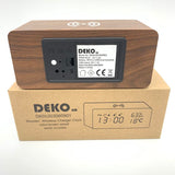 Dekohm Led Wooden Wireless Charger Clock Color:Brown Wood