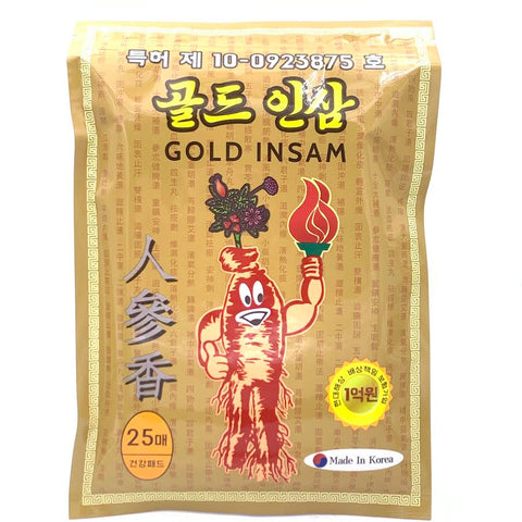 Korean Gold Insam Ginseng Patch Pain 25pcs韓國人篸香風濕貼