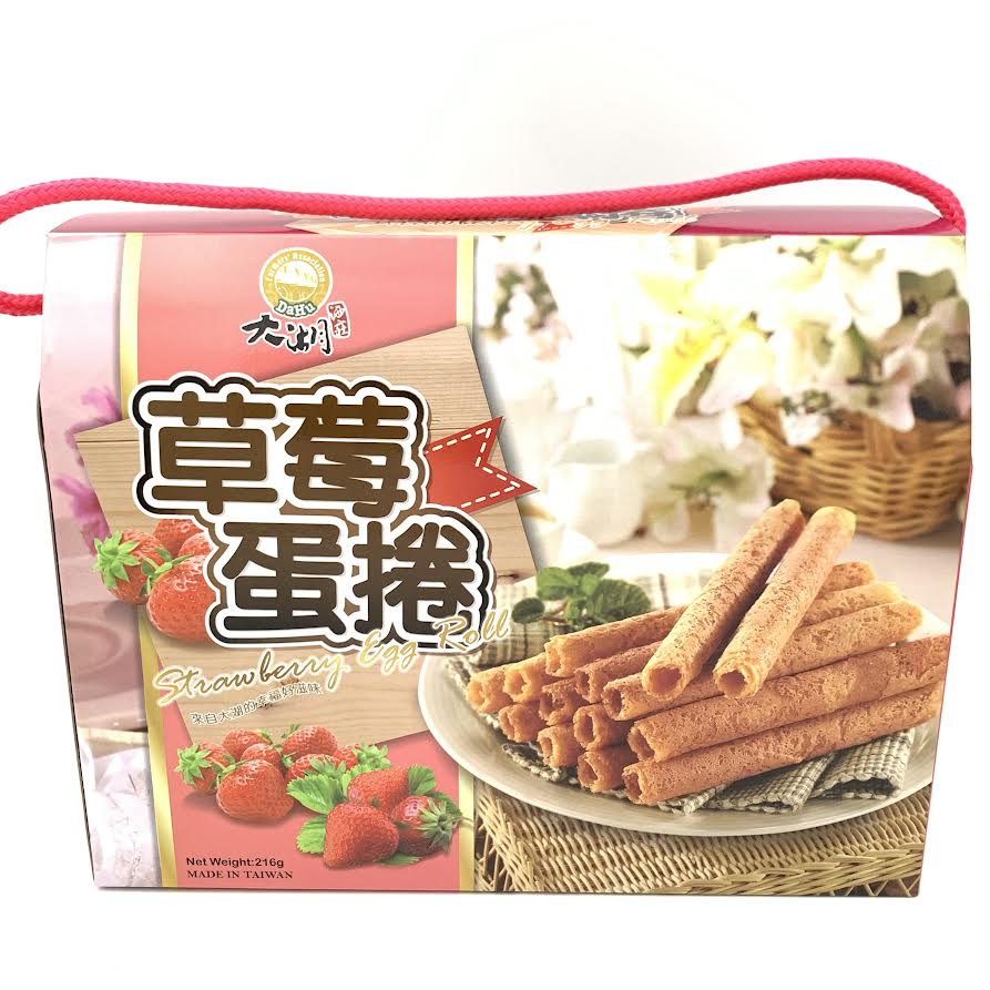 Da Hu Crispy Strawberry Egg Roll 216g/(6pack)大湖草莓蛋捲