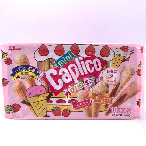 Glico Wafer Cone Caplico Mini Big Bag -Strawberry & Shortcake 89g