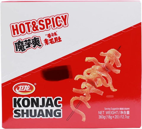 Wei Long Delicious Hot&Spicy KonjacStrips 360g/(20bag)魔芋爽香辣素毛肚