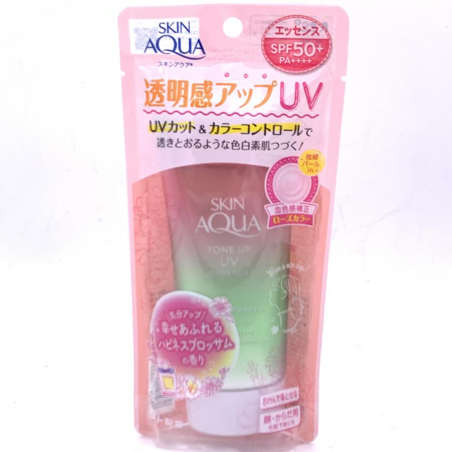 Rohto Skin Aqua Tone-Up UV SPF50+PA++++ Essence(Rose)80g樂敦美肌保湿修色防晒乳