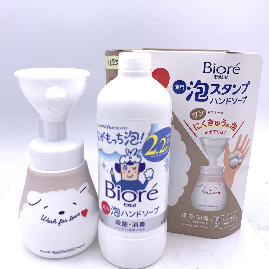 Kao Biore U Foam Stamp Hand Soap Nikukyu Dog Design Body 240ml + Refill 430ml