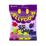 Lotte Korea Jellycious Gummy Fruit Jelly - 3 Grape Flavor 60gx2bag