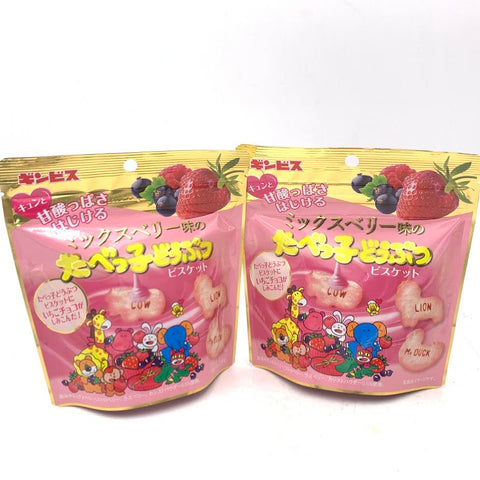 Ginbis Strawberry Tabeko Animal Chocolate Biscuit 40g