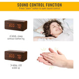 Dekohm Led Wooden Wireless Charger Clock Color:Brown Wood
