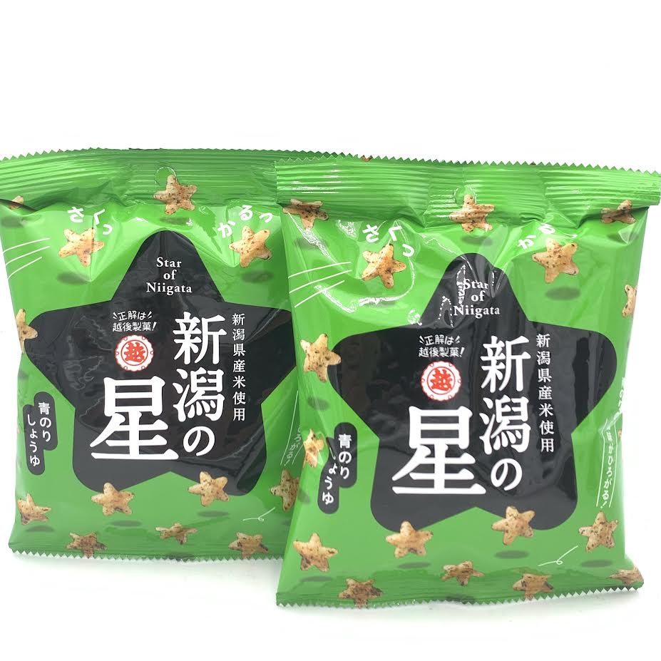 Echigoseika Star of Niigata Rice Sweets Aonori Soy Sauce 40gX2Bags