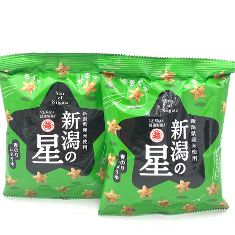Echigoseika Star of Niigata Rice Sweets Aonori Soy Sauce 40gX2Bags
