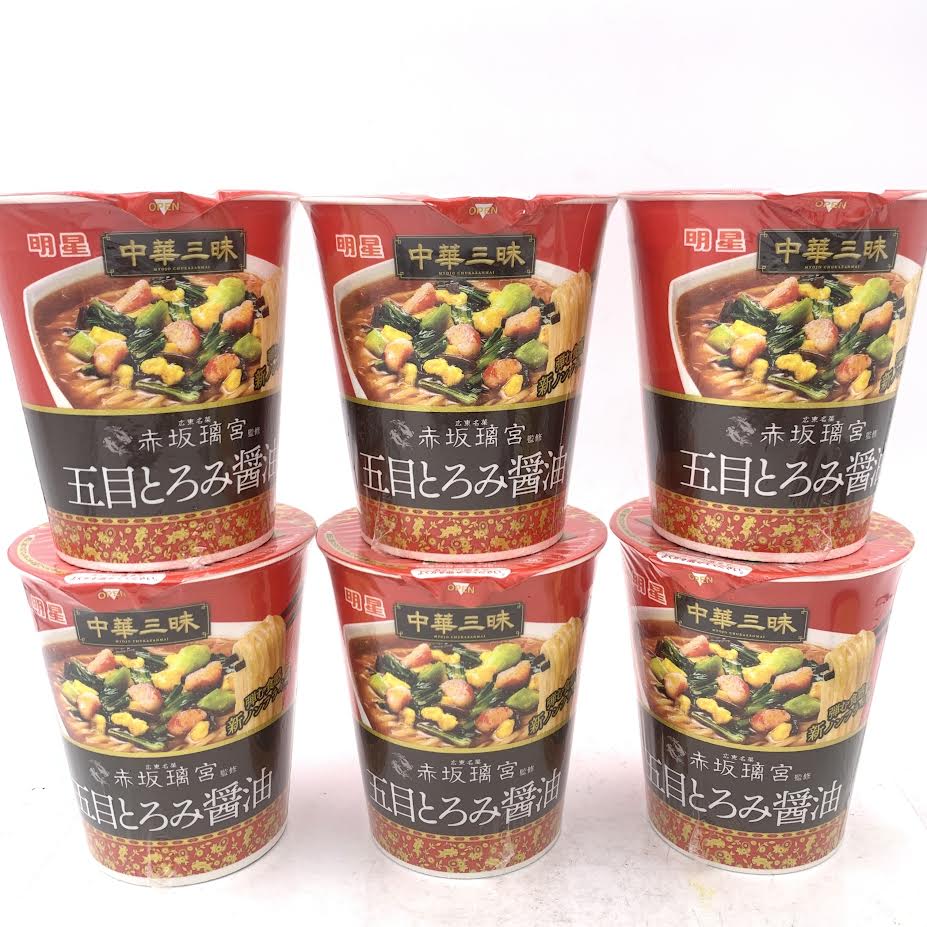 Myojo Chinese Samadhi Akasaka Rigu Gomoku Thick Soy Sauce Noodles 63gx6Cups 中華三昧五目濃醬油拉麵