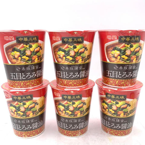 Myojo Chinese Samadhi Akasaka Rigu Gomoku Thick Soy Sauce Noodles 63gx6Cups 中華三昧五目濃醬油拉麵