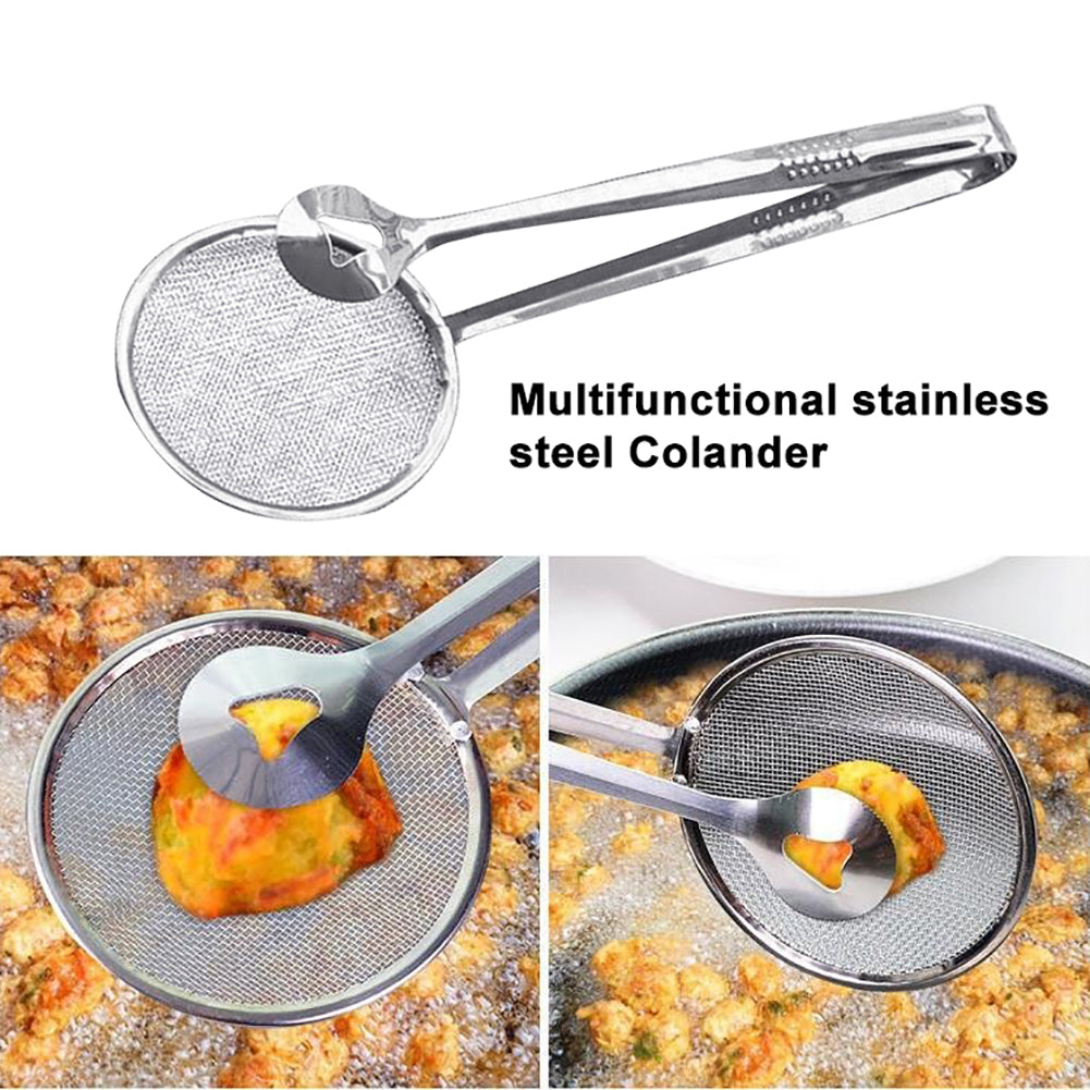 Fried Food Oil Spoon Colander Clip Stainless Steel Strainer 不銹鋼料理瀝油夾