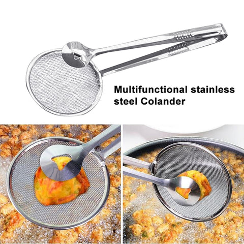 Fried Food Oil Spoon Colander Clip Stainless Steel Strainer 不銹鋼料理瀝油夾