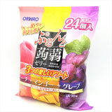 Orihiro Konjac Duo Fruit Juices Jelly-Peach & Mango & Grape 24 Pc /1 Bag