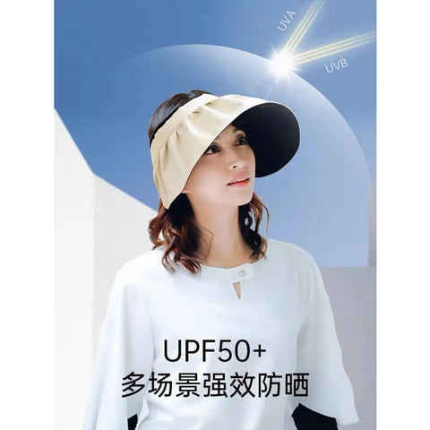 Needs Labo UV Cut Protection From Ultraviolet Rays Hat 14cm UPF50+(BlackxBeige)可折疊空頂貝殼防曬帽