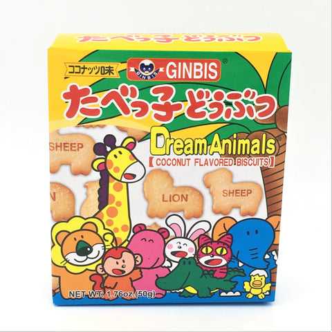 Ginbis Dream Animals Coconut Flavored Biscuits 1.76oz/50g